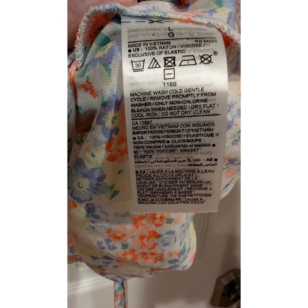 Old Navy Floral Wrap Top L Multi-Color Puff Sleeve Cottagecore Boho Top - Picture 8 of 10